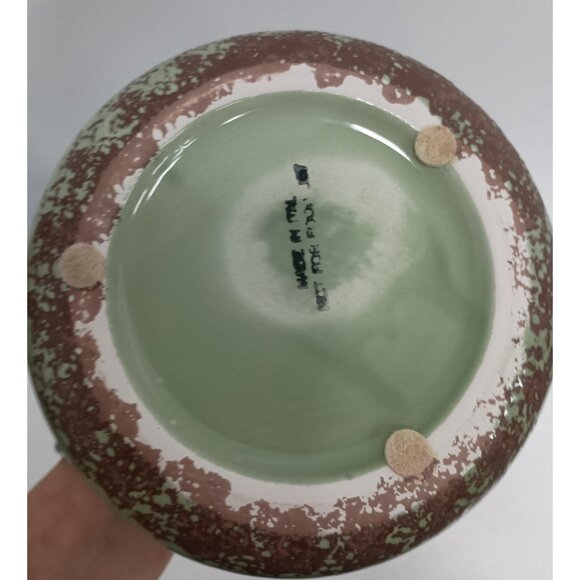 Vintage Italian Pottery Clay Double Handled Mint Green Vase Rustic Mid Century - Picture 6 of 10